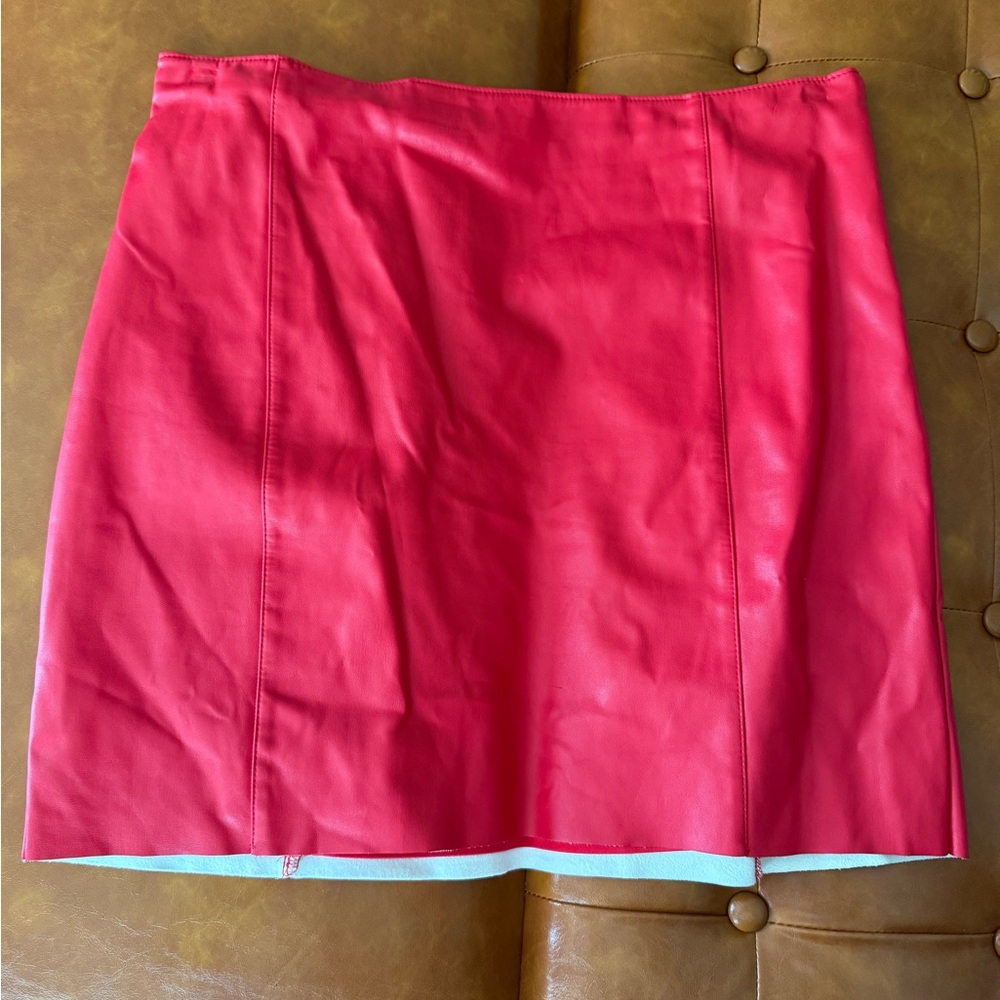 Express Red Faux Leather Mini Skirt